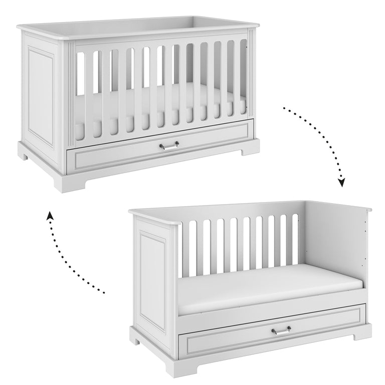 Lit évolutif 70x140 et commode 3 tiroirs Bellamy Ines Blanc - vue 2