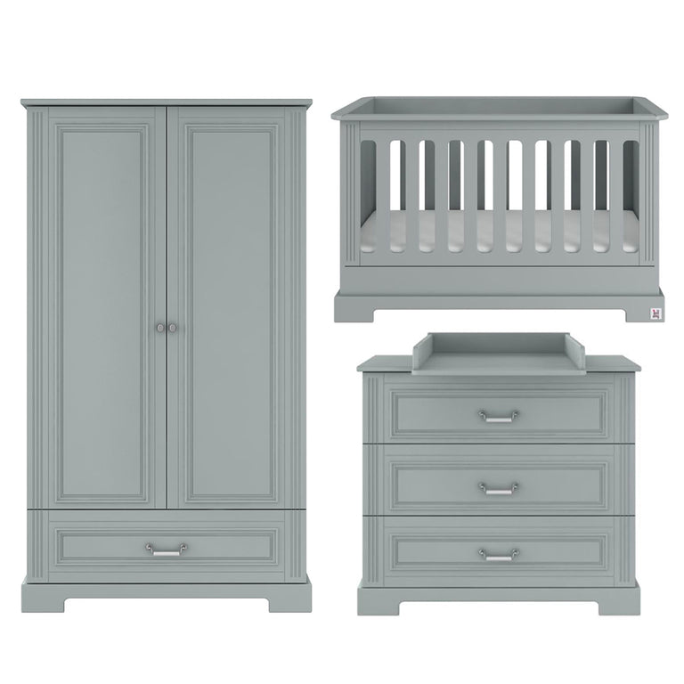 Chambre complète lit bébé 60x120 commode à langer et armoire 2 portes Bellamy Ines Gris - vue 2