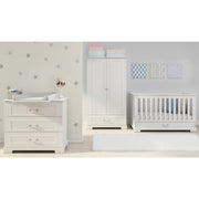 Chambre complète lit évolutif 70x140 commode à langer et armoire 2 portes Bellamy Ines Blanc