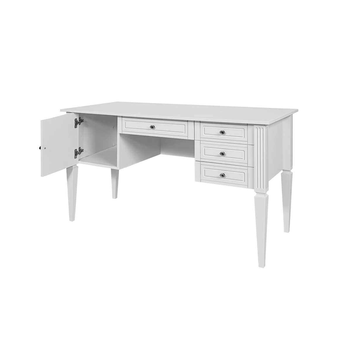Bureau 4 tiroirs 1 porte Bellamy Ines - Blanc - vue 3