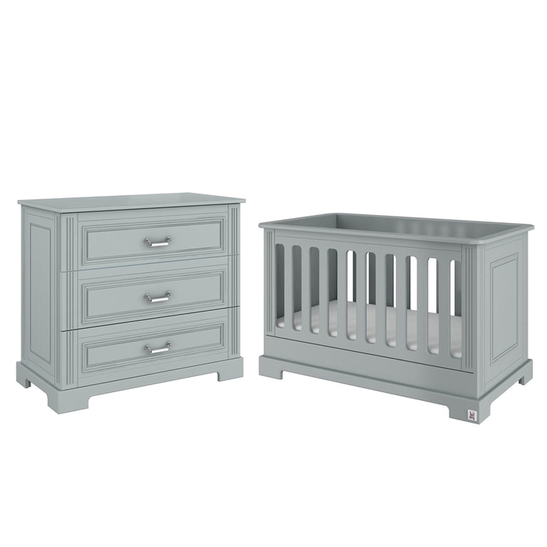 Lit bébé 60x120 et commode 3 tiroirs Bellamy Ines Gris