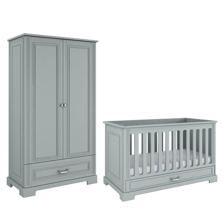 Lit évolutif 70x140 et armoire 2 portes Bellamy Ines Gris