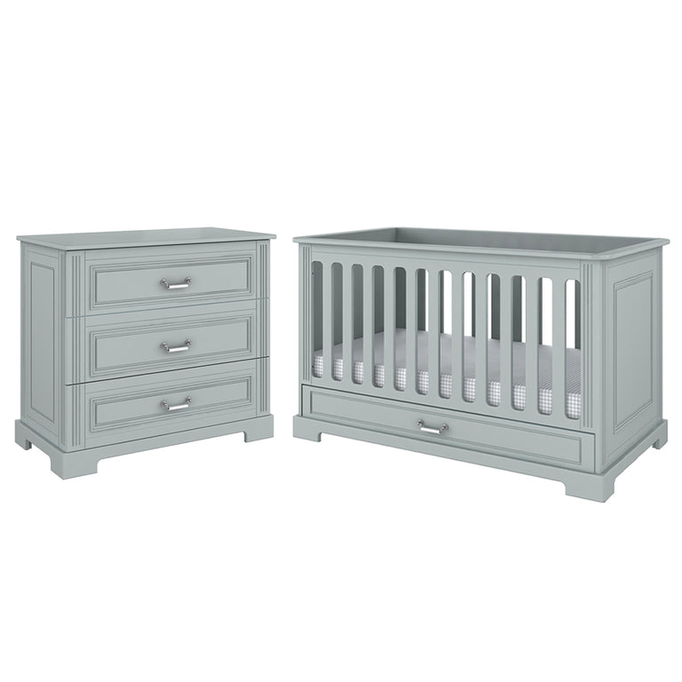 Lit évolutif 70x140 et commode 3 tiroirs Bellamy Ines Gris