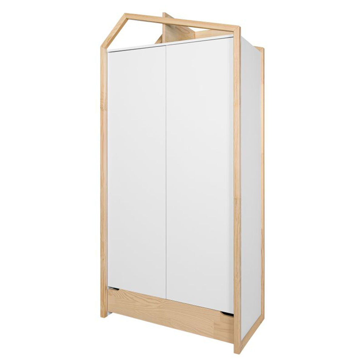 Lit évolutif 70x140 et armoire 2 portes Bellamy Juliette Blanc et bois - vue 3