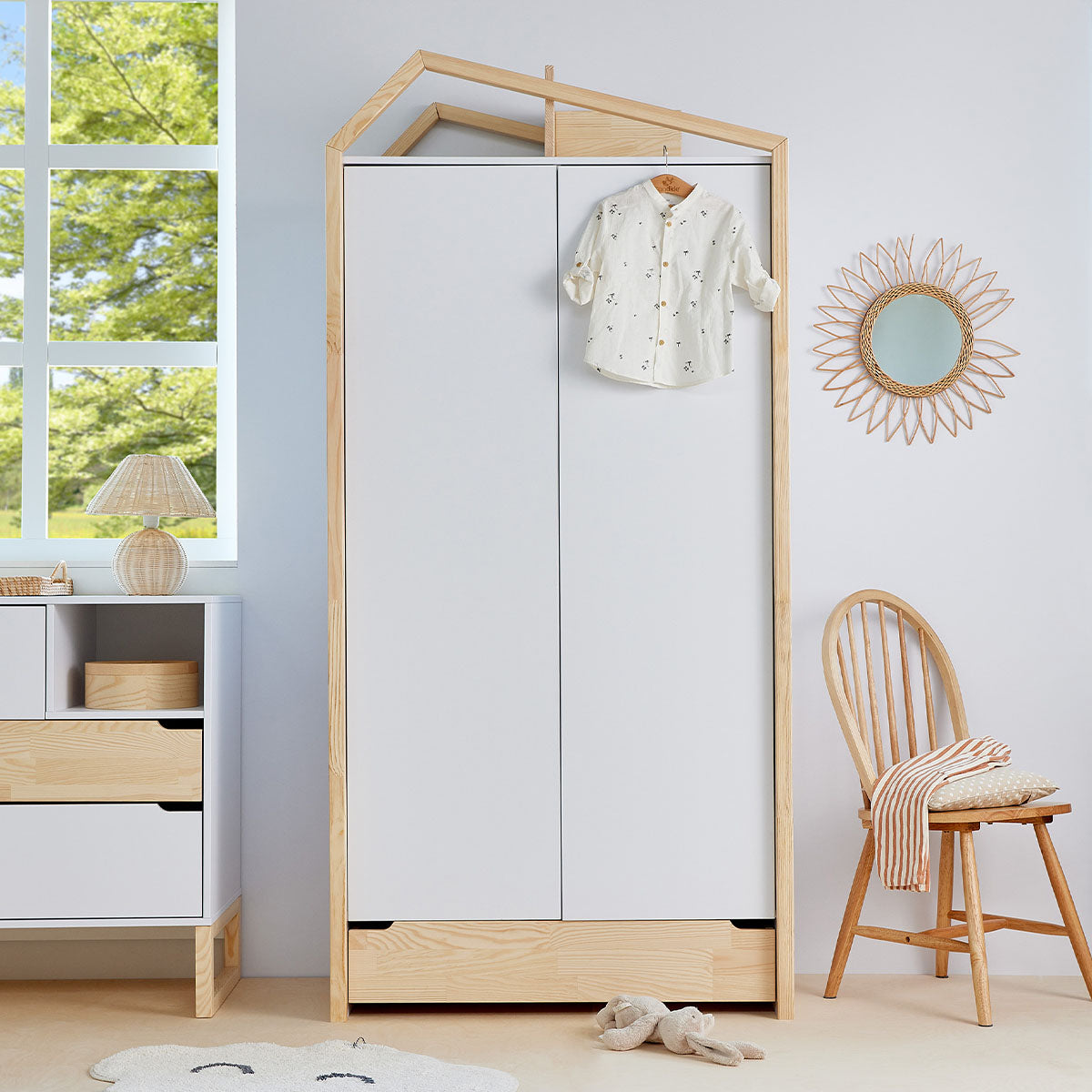 Armoire 2 portes Bellamy Juliette Blanc et bois - vue 4