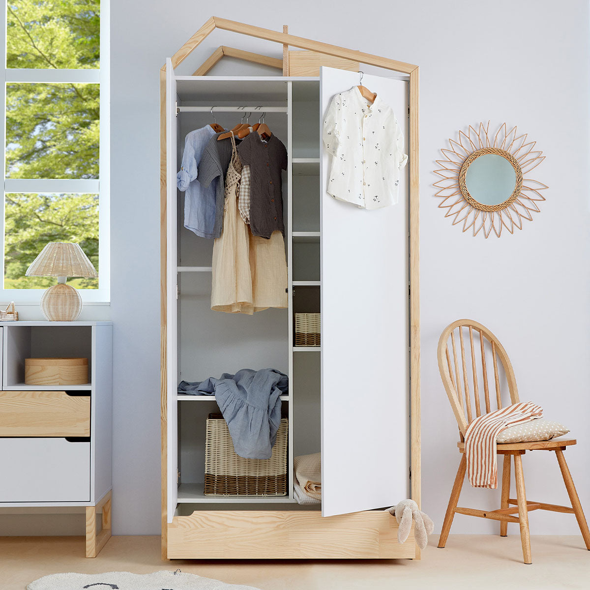 Armoire 2 portes Bellamy Juliette Blanc et bois - vue 5