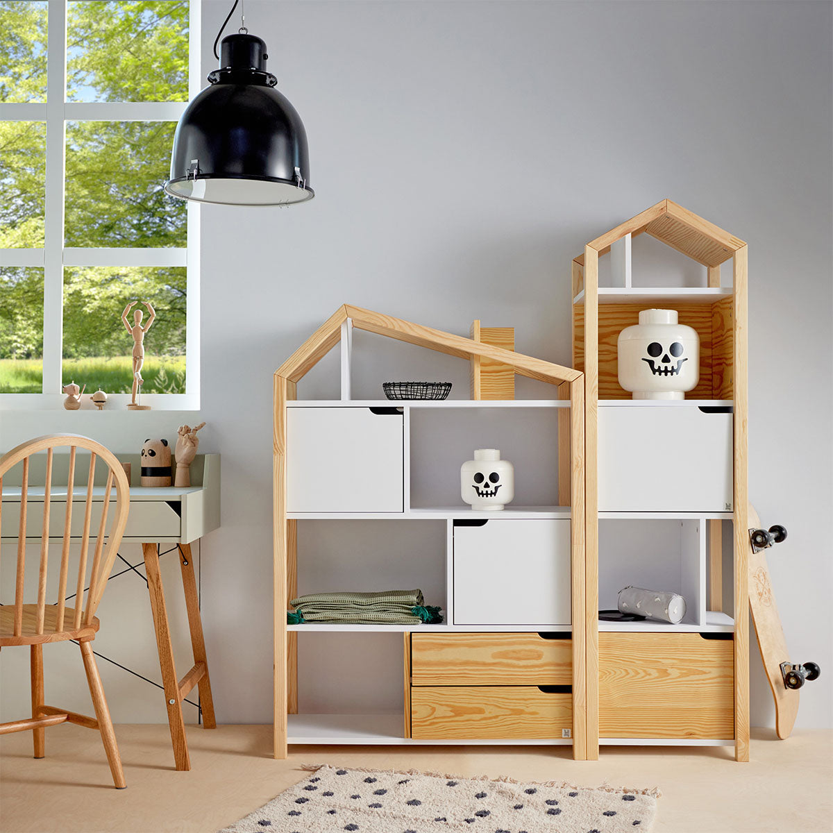 Bibliothèque maison Bellamy Phoebe Bois et blanc - vue 3