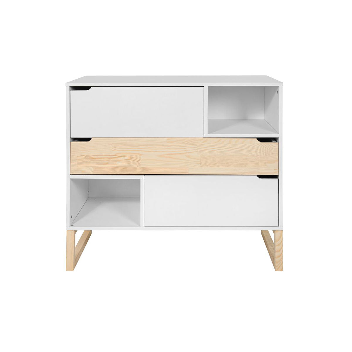 Commode 3 tiroirs Bellamy Juliette Blanc et bois - vue 2