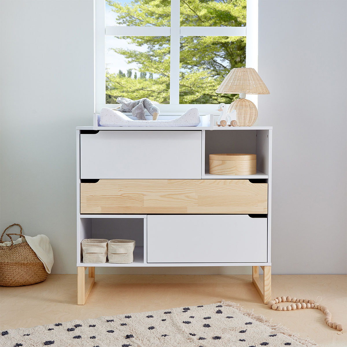 Commode 3 tiroirs Bellamy Juliette Blanc et bois - vue 4