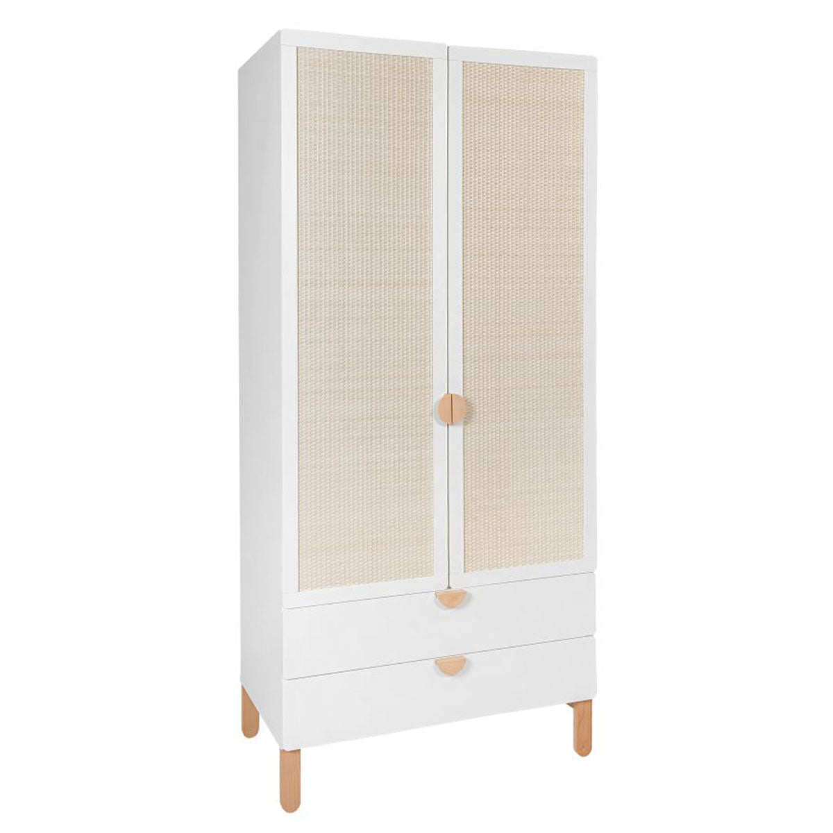 Armoire 2 portes 2 tiroirs Bellamy Laurie Blanc et bois