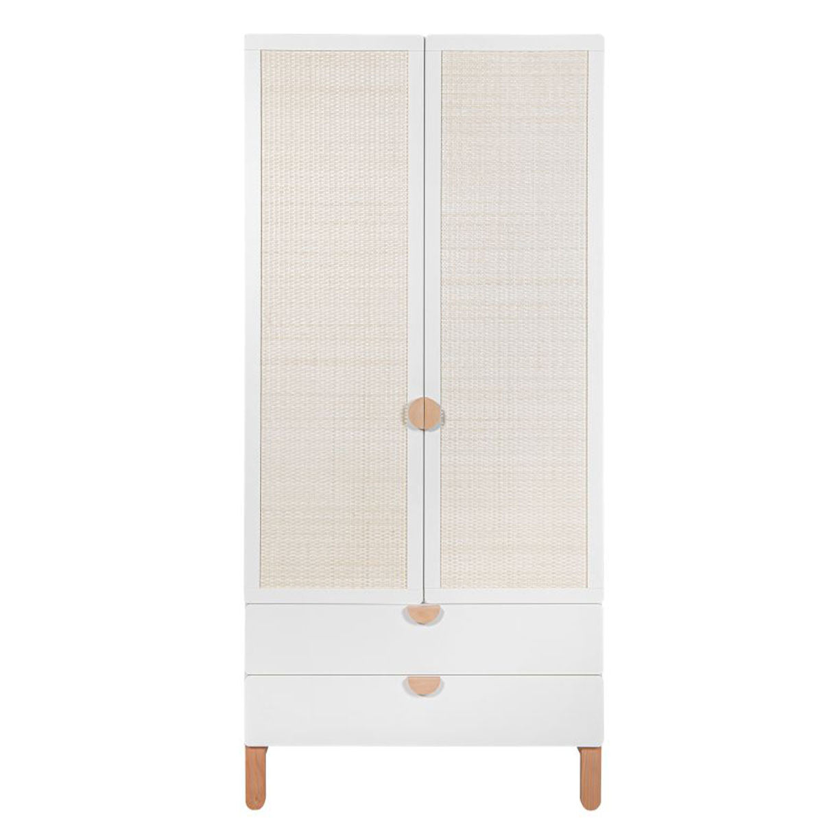 Armoire 2 portes 2 tiroirs Bellamy Laurie Blanc et bois - vue 3