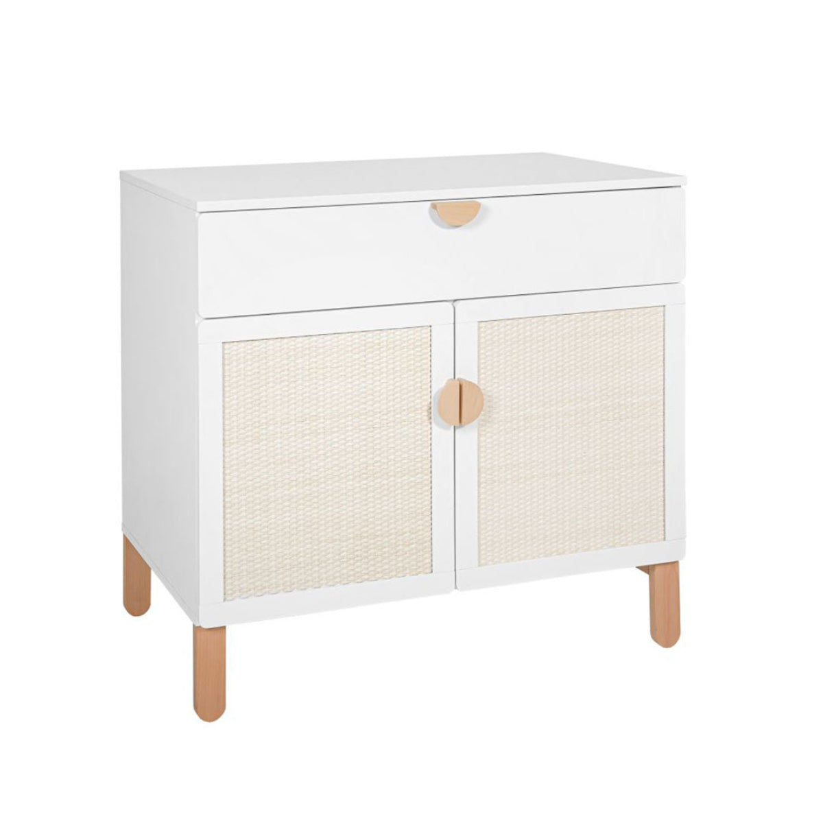 Commode 2 portes 1 tiroir Bellamy Laurie Blanc et bois