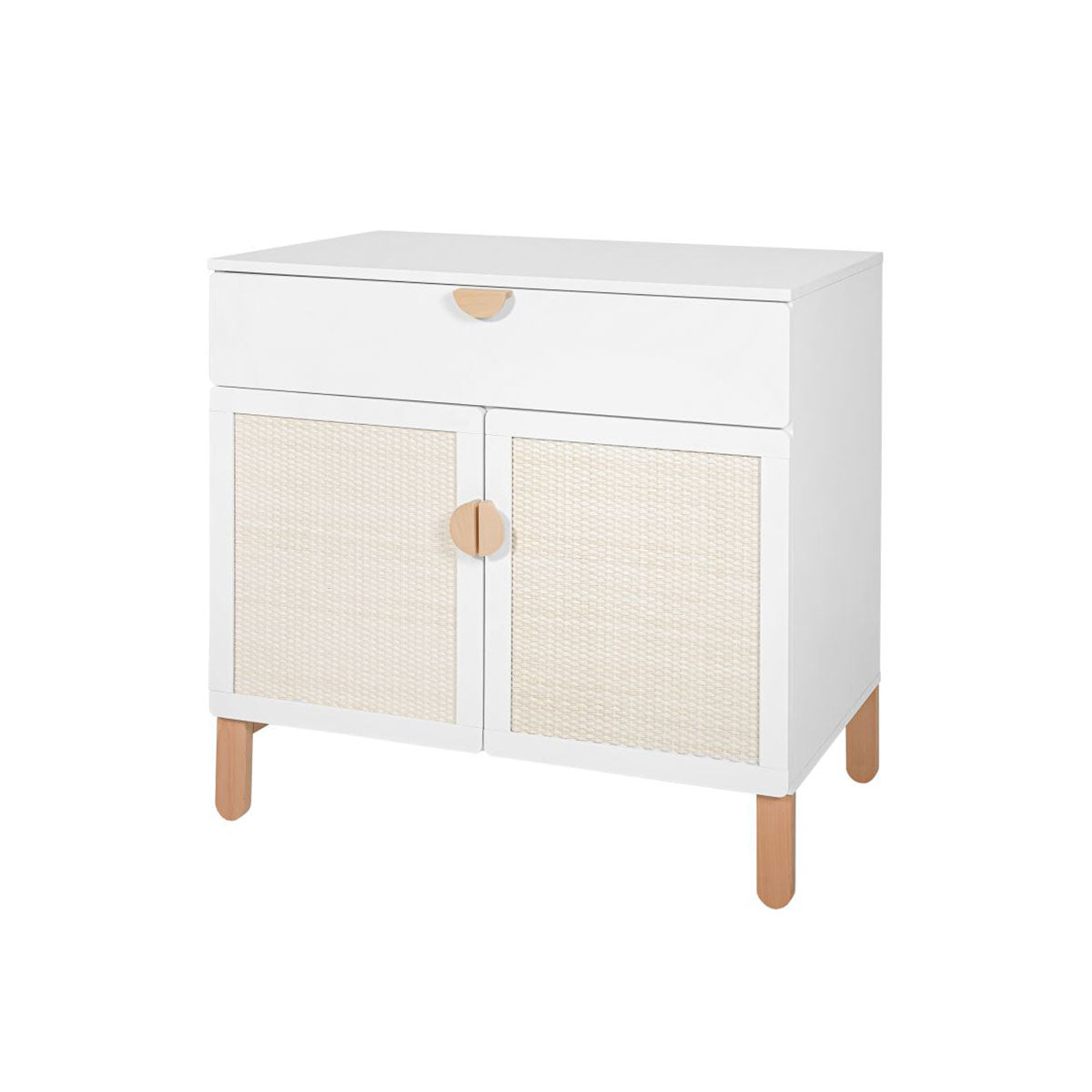 Lit bébé 60x10 et commode 2 portes Bellamy Laurie Blanc et bois - vue 3