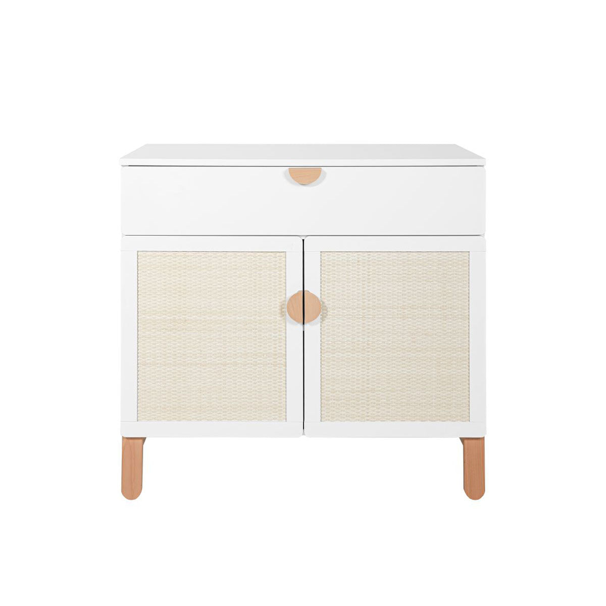 Commode 2 portes 1 tiroir Bellamy Laurie Blanc et bois - vue 3