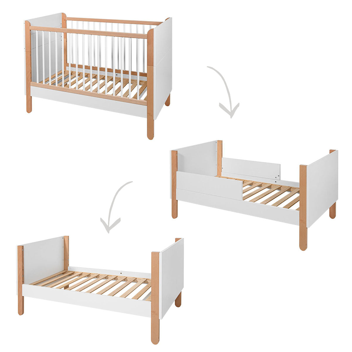 Lit bébé 60x10 et commode 2 portes Bellamy Laurie Blanc et bois - vue 2