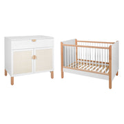 Lit bébé 60x10 et commode 2 portes Bellamy Laurie Blanc et bois