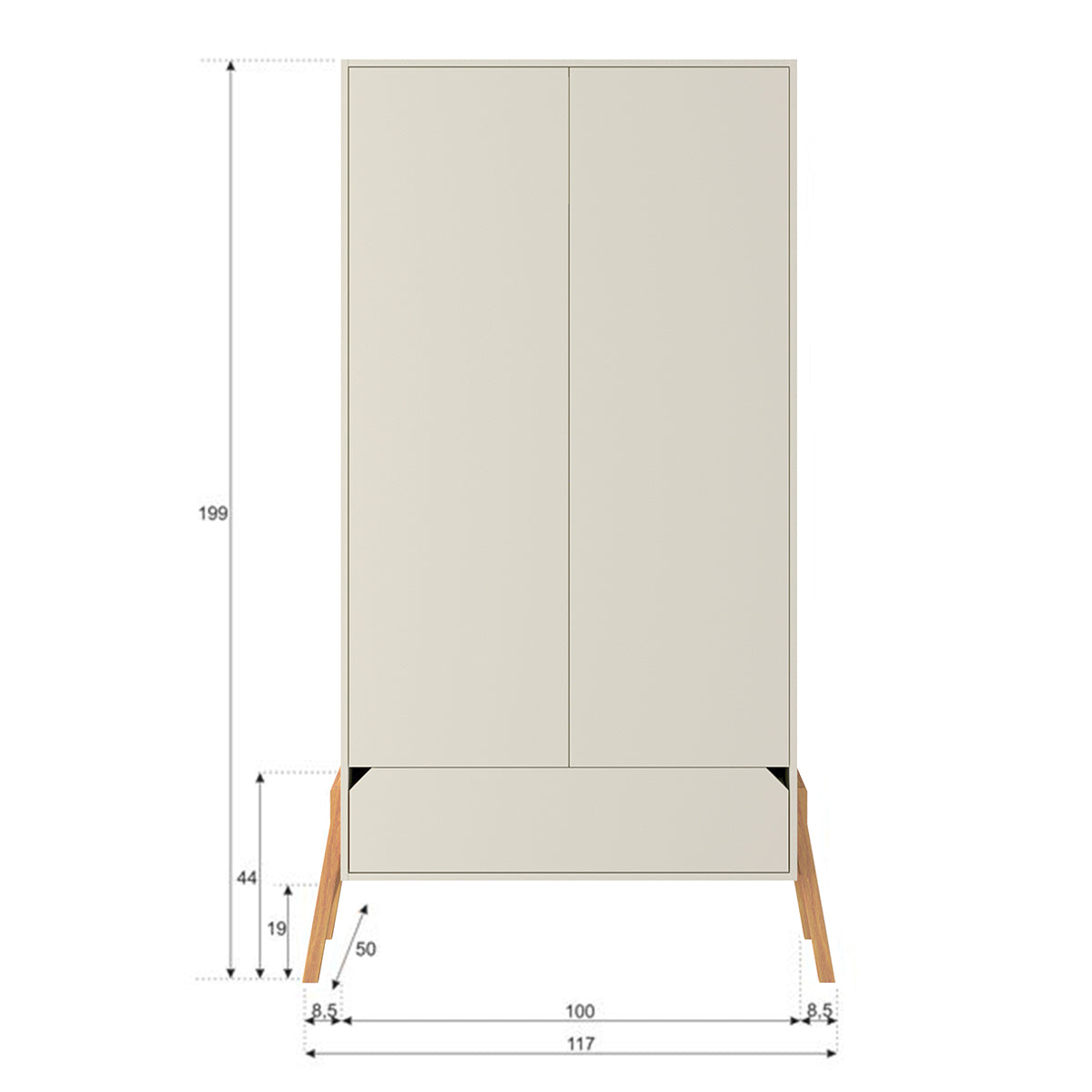Armoire 2 portes 1 tiroir Bellamy Lotta Cachemire - vue 3