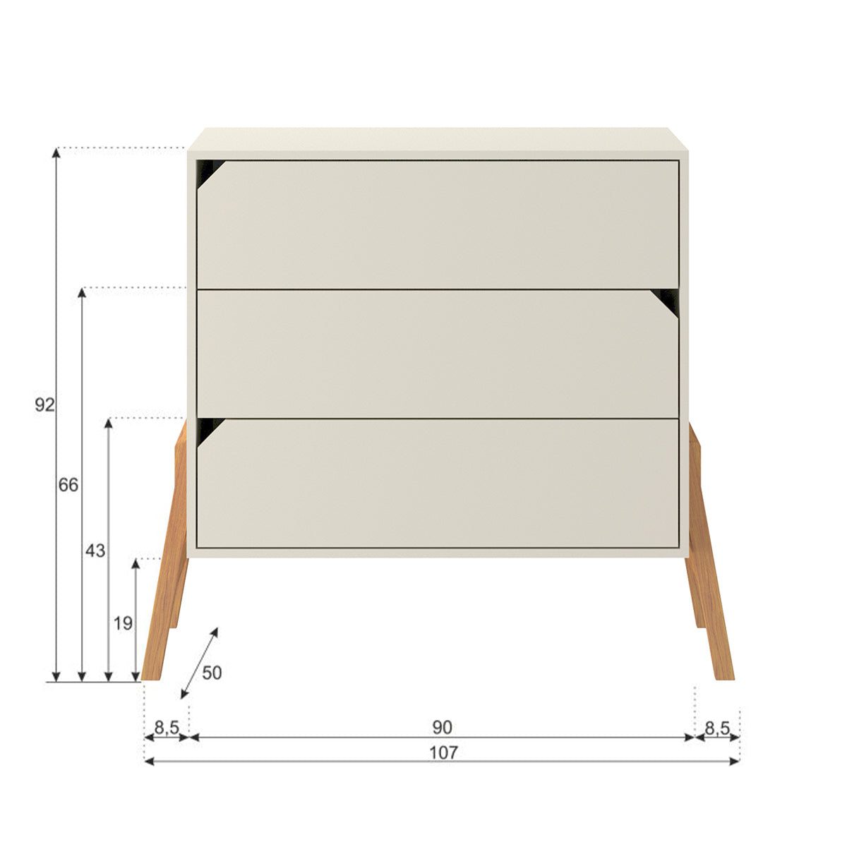 Commode 3 tiroirs Bellamy Lotta Cachemire - vue 3