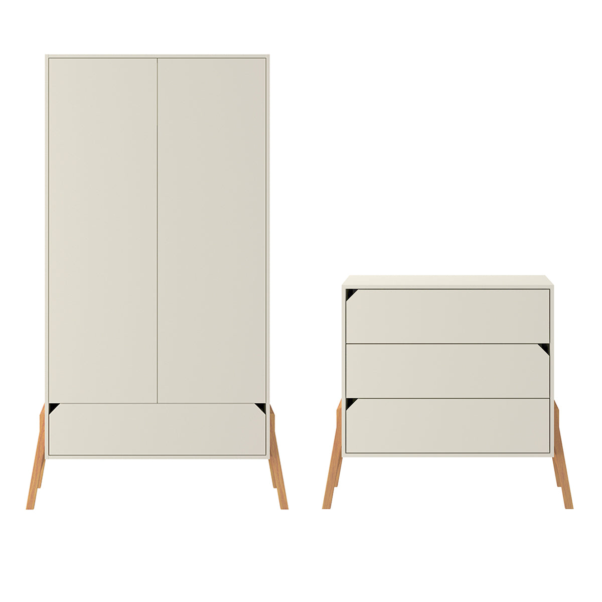 Commode 3 tiroirs et armoire 2 portes Bellamy Lotta Cachemire
