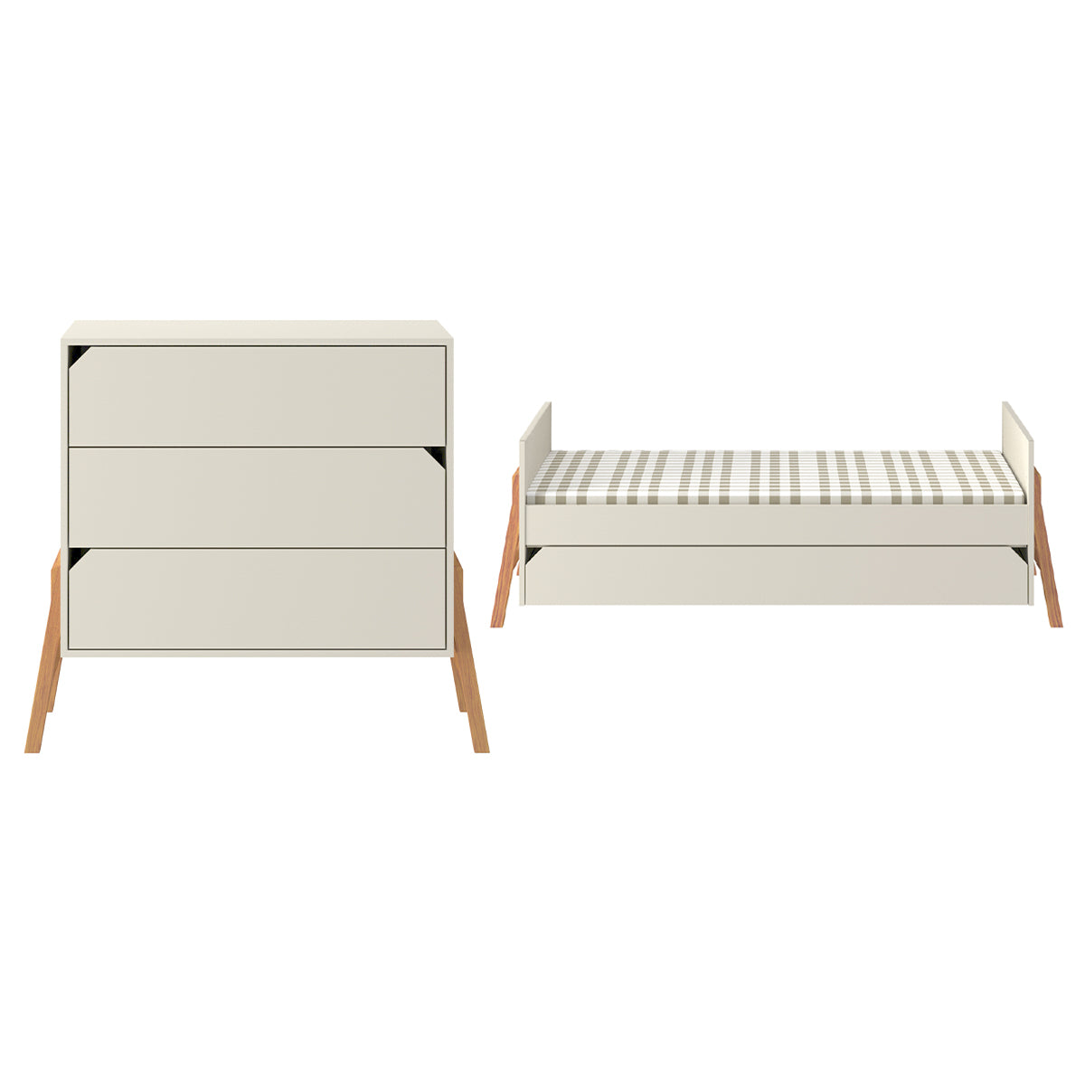 Lit évolutif 70x140 et commode 3 tiroirs Bellamy Lotta Cachemire