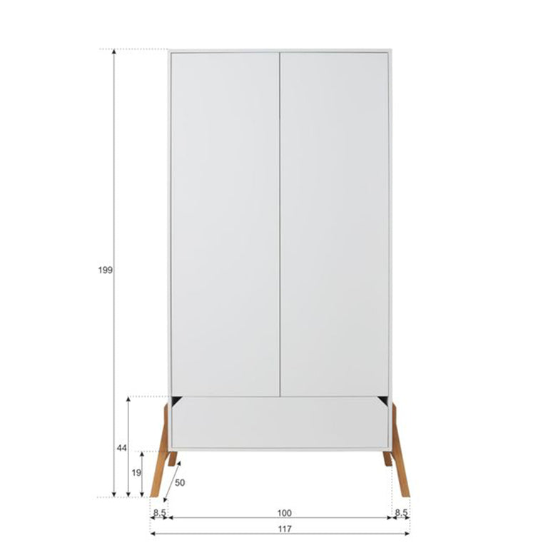 Lit évolutif 70x140 et armoire 2 portes Bellamy Lotta Blanc - vue 9