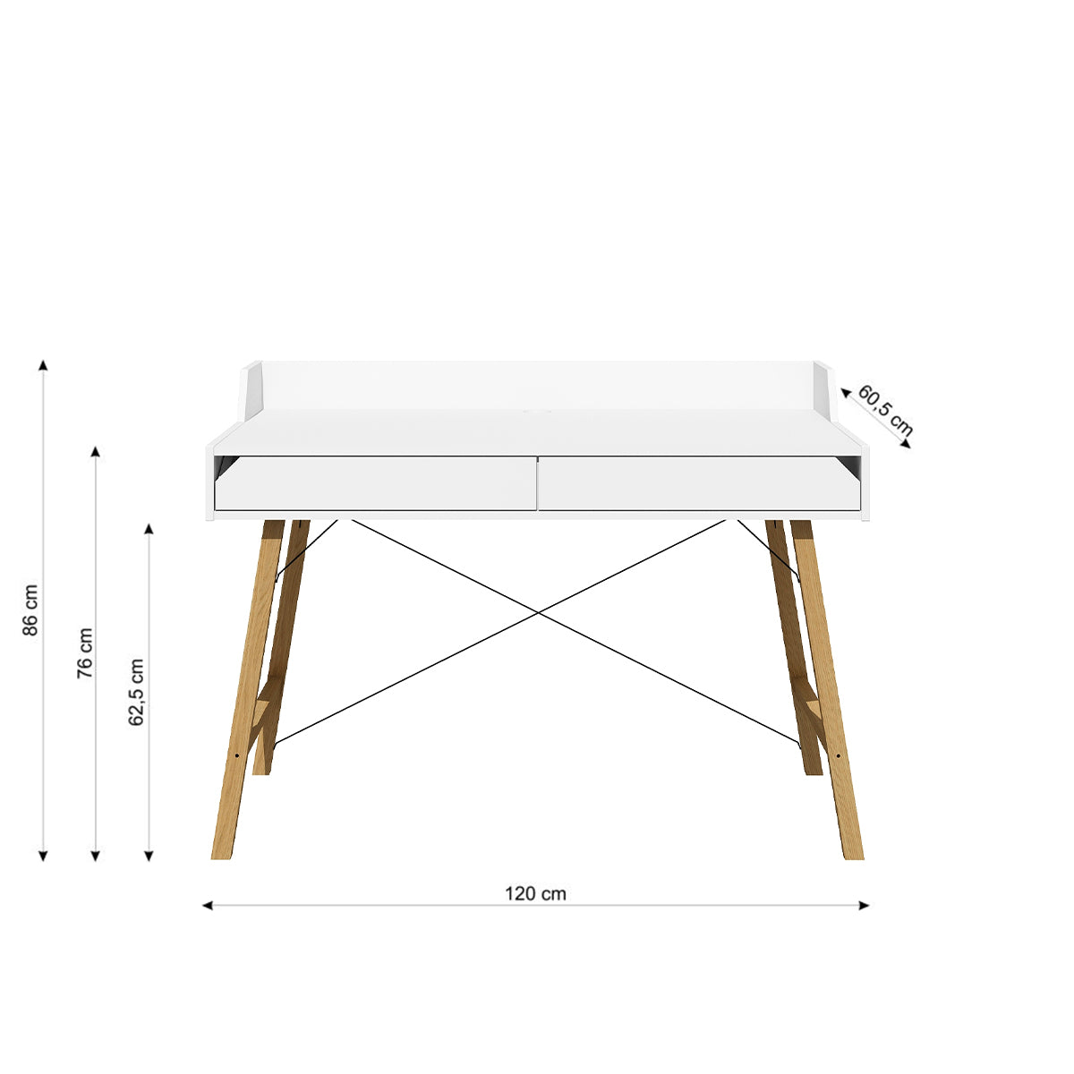 Bureau 2 tiroirs Bellamy Lotta Blanc - vue 4