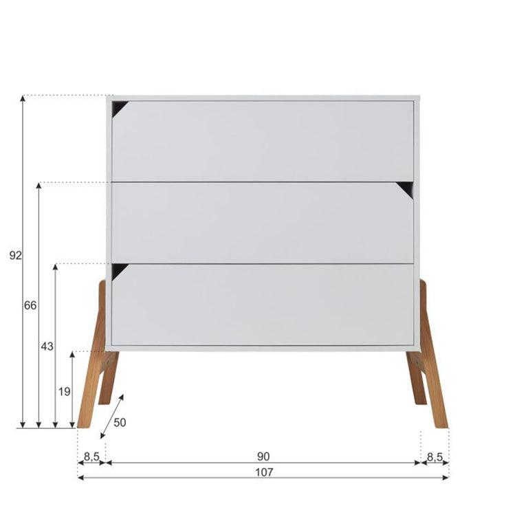 Commode 3 tiroirs et armoire 2 portes Bellamy Lotta Blanc - vue 5