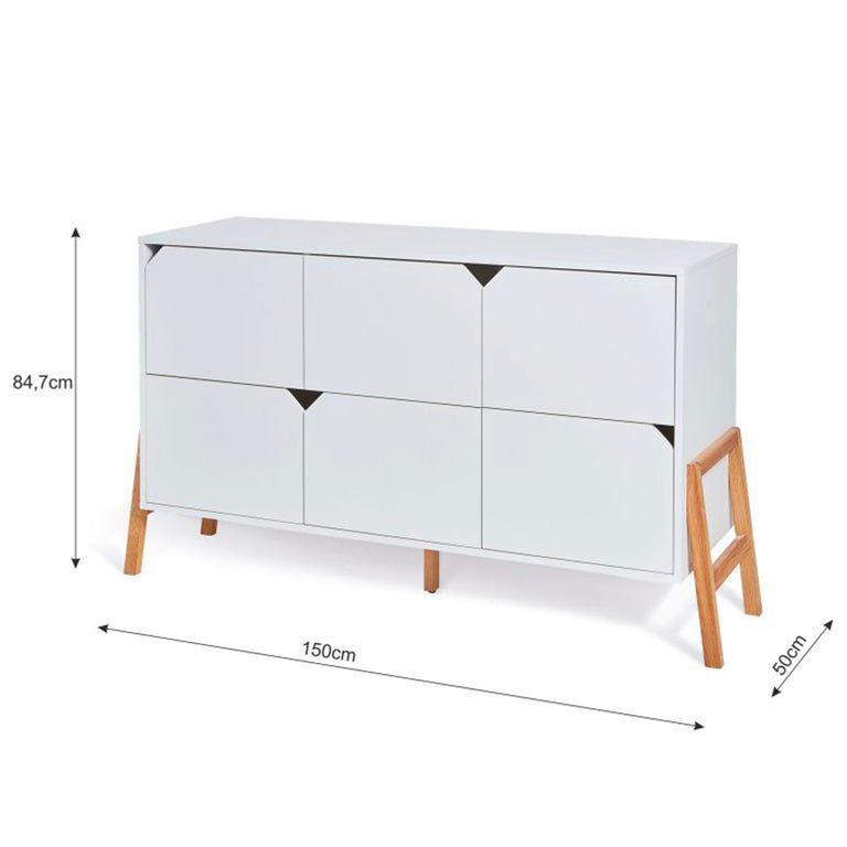 Commode 6 tiroirs Bellamy Lotta Blanc - vue 3