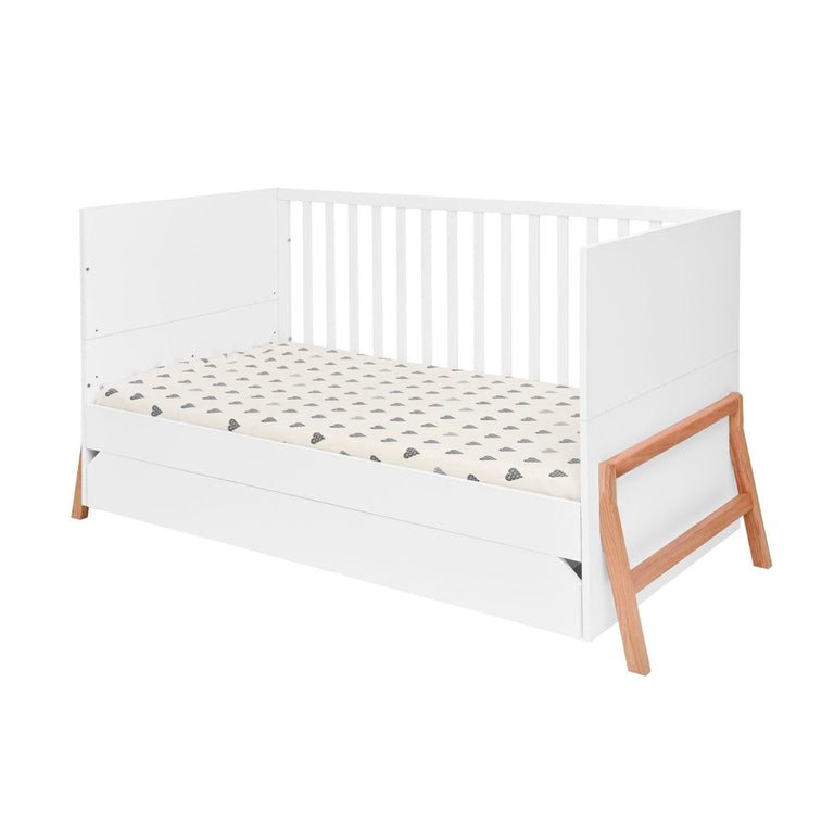 Lit évolutif 70x140 et commode 6 tiroirs Bellamy Lotta Blanc - vue 4