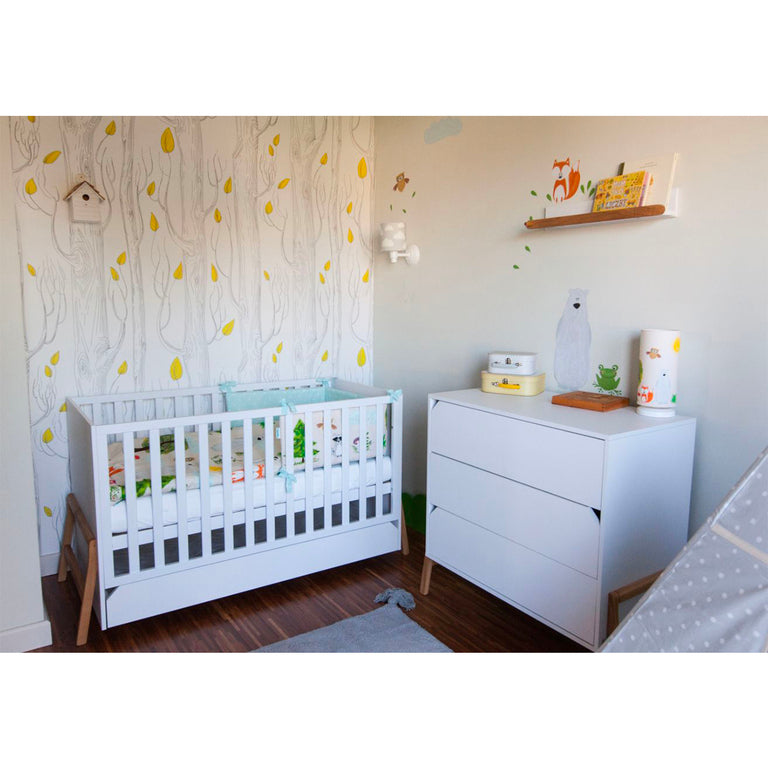 Lit évolutif 70x140 et commode 3 tiroirs Bellamy Lotta Blanc - vue 9