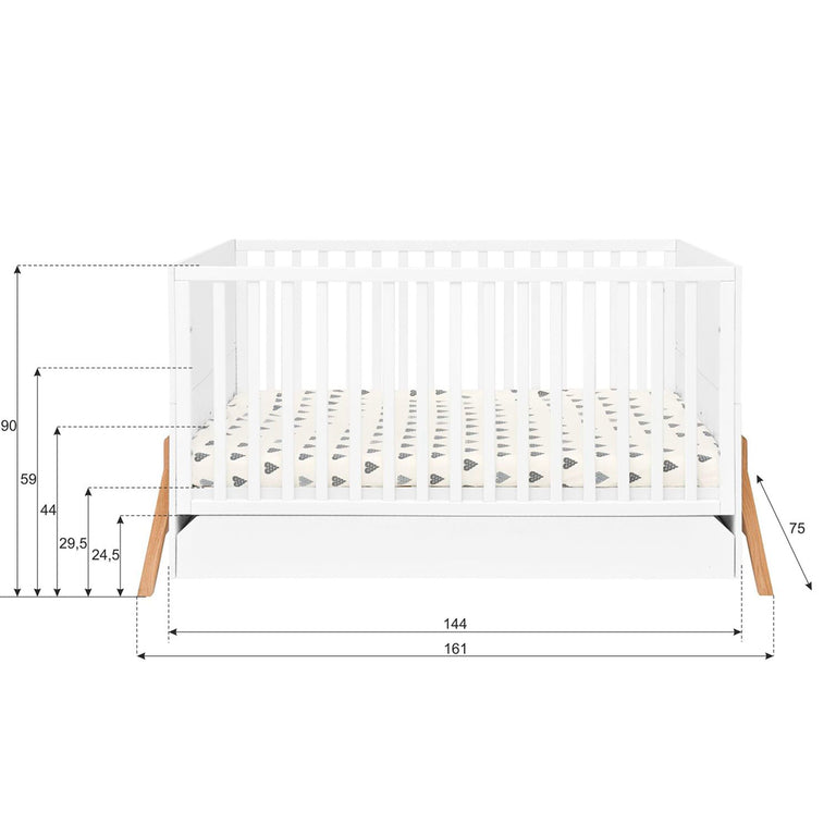 Lit évolutif 70x140 tiroir inclus Bellamy Lotta Blanc - vue 5