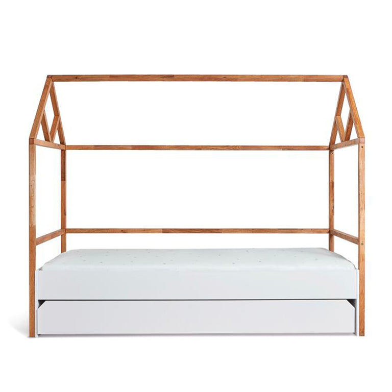 Lit cabane 90x200 sommier et tiroir inclus Bellamy Lotta Blanc - vue 2