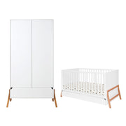 Lit évolutif 70x140 et armoire 2 portes Bellamy Lotta Blanc