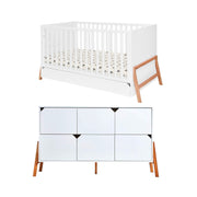 Lit évolutif 70x140 et commode 6 tiroirs Bellamy Lotta Blanc