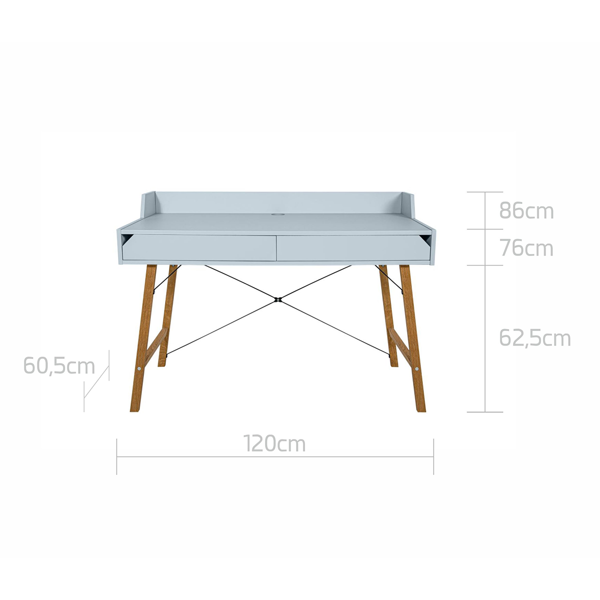 Bureau 2 tiroirs Bellamy Lotta - Bleu - vue 3