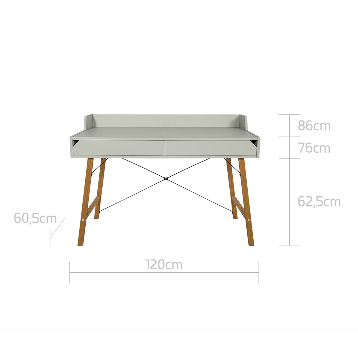 Bureau 2 tiroirs Bellamy Lotta - Vert - vue 3