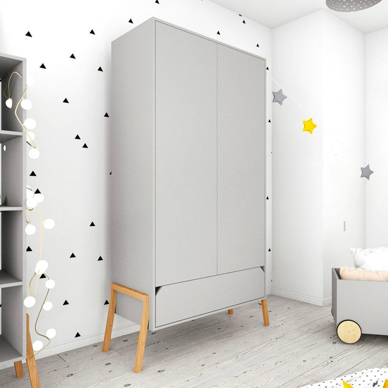 Armoire 2 portes 1 tiroir Bellamy Lotta Gris - vue 4