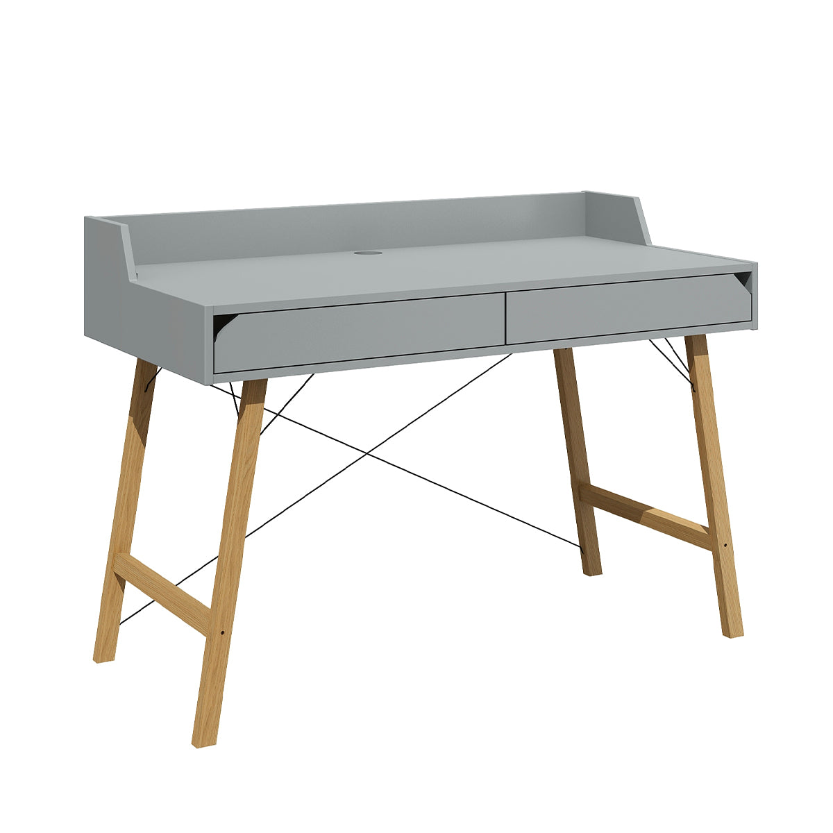Bureau 2 tiroirs Bellamy Lotta Gris - vue 2