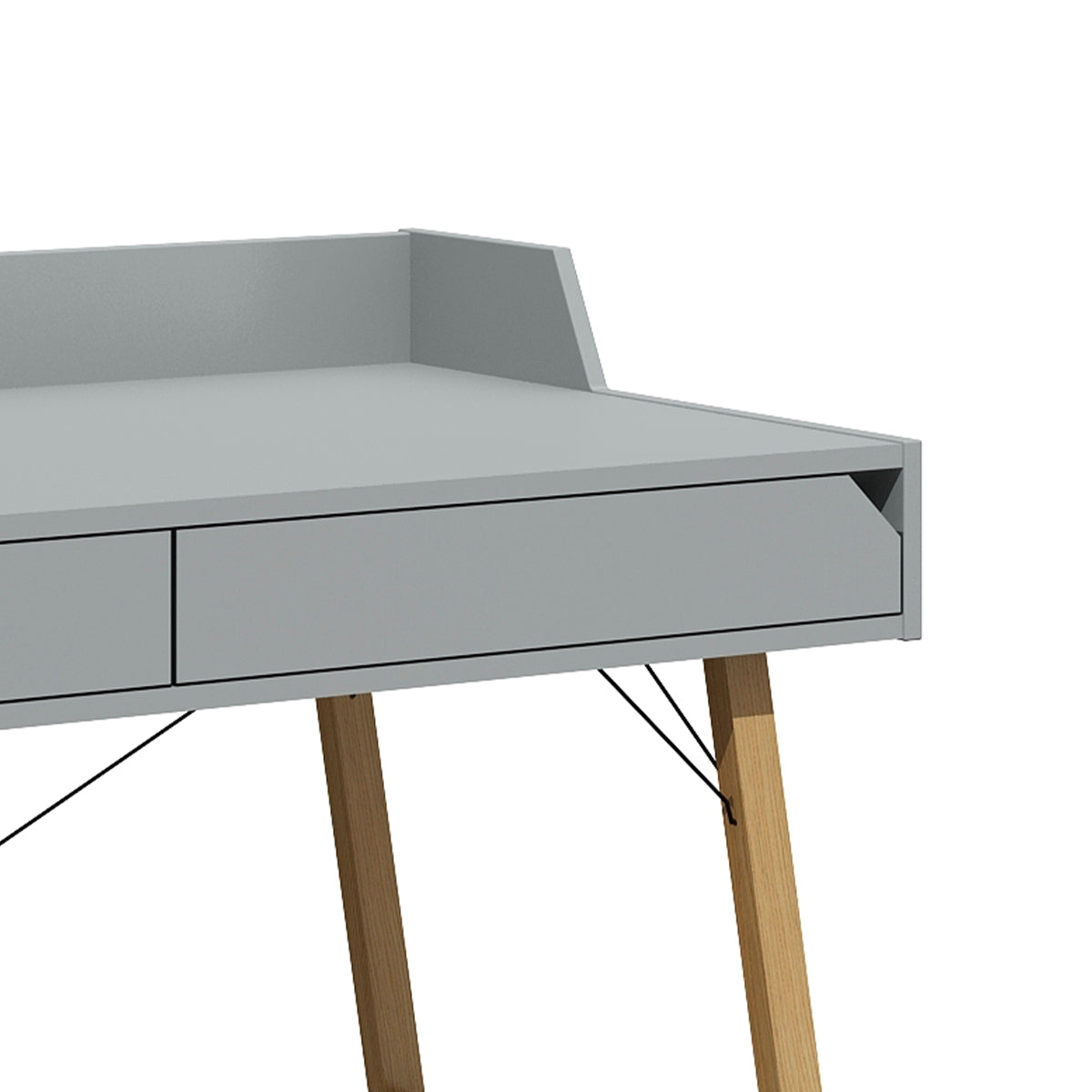 Bureau 2 tiroirs Bellamy Lotta Gris - vue 3