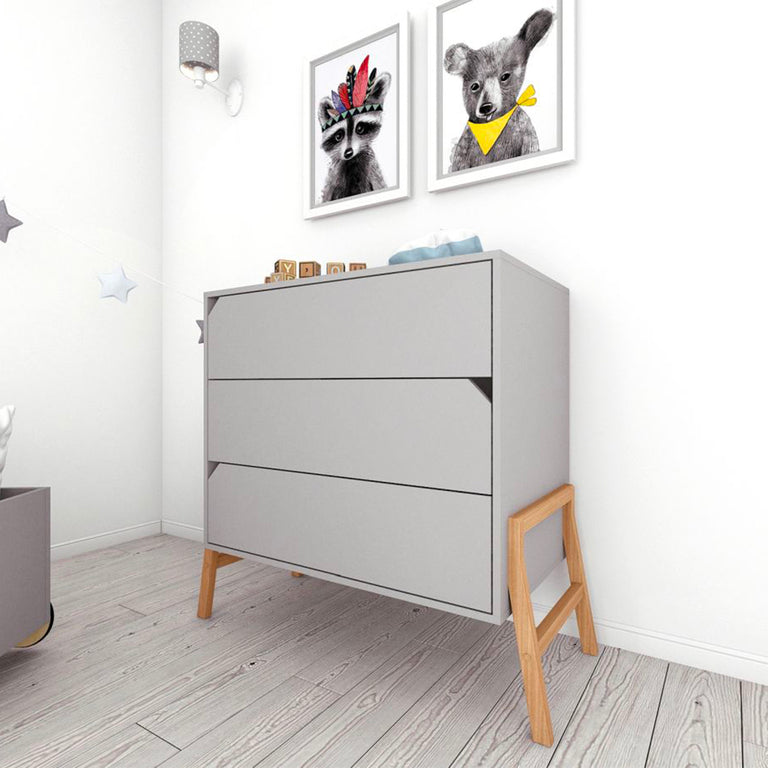 Commode 3 tiroirs Bellamy Lotta Gris - vue 4