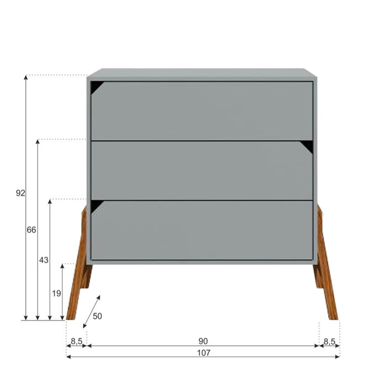 Lit évolutif 70x140 et commode 3 tiroirs Bellamy Lotta Gris - vue 9