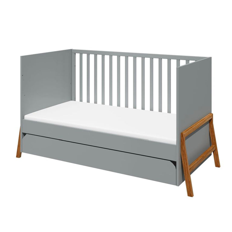 Lit évolutif 70x140 et commode 3 tiroirs Bellamy Lotta Gris - vue 4