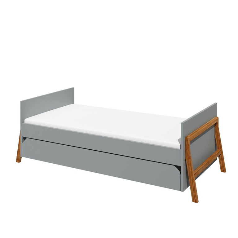 Lit évolutif 70x140 et commode 6 tiroirs Bellamy Lotta Gris - vue 5