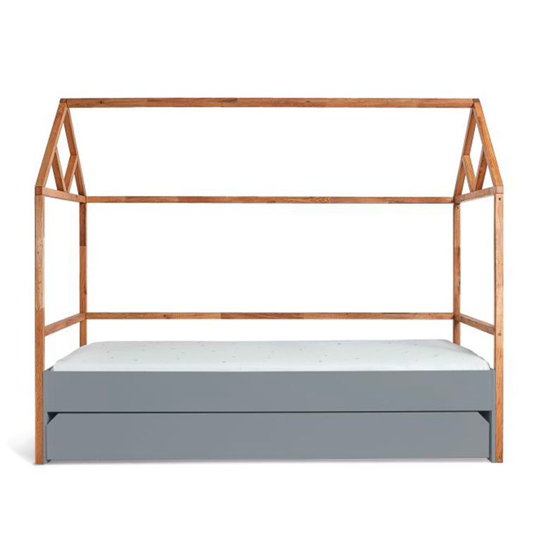 Lit cabane 90x200 sommier et tiroir inclus Bellamy Lotta Gris - vue 2