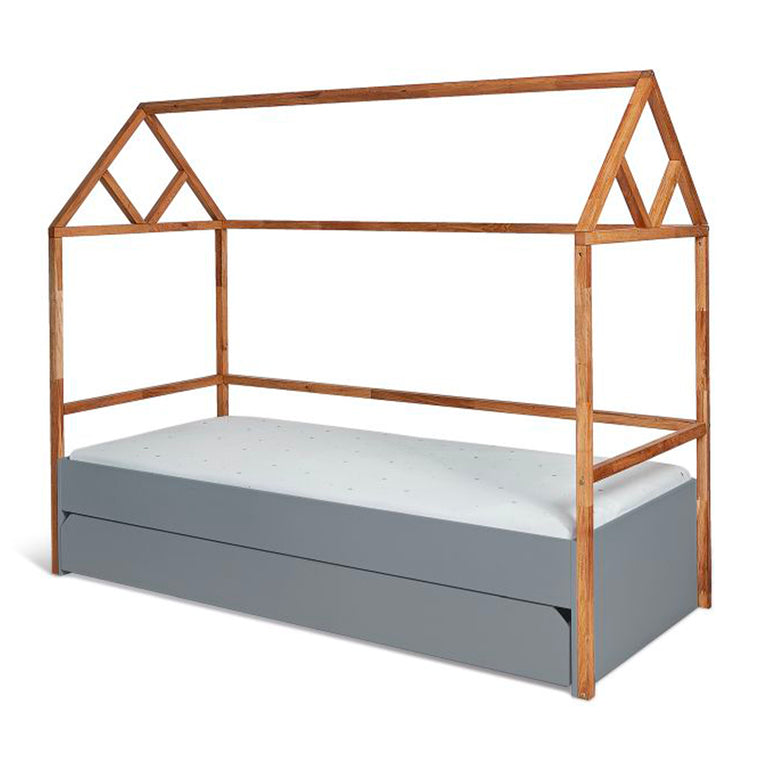 Lit cabane 90x200 sommier et tiroir inclus Bellamy Lotta Gris