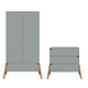 Commode 3 tiroirs et armoire 2 portes Bellamy Lotta Gris