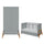 Lit évolutif 70x140 et armoire 2 portes Bellamy Lotta Gris