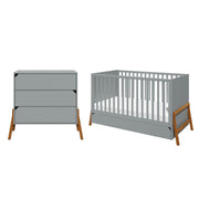 Lit évolutif 70x140 et commode 3 tiroirs Bellamy Lotta Gris