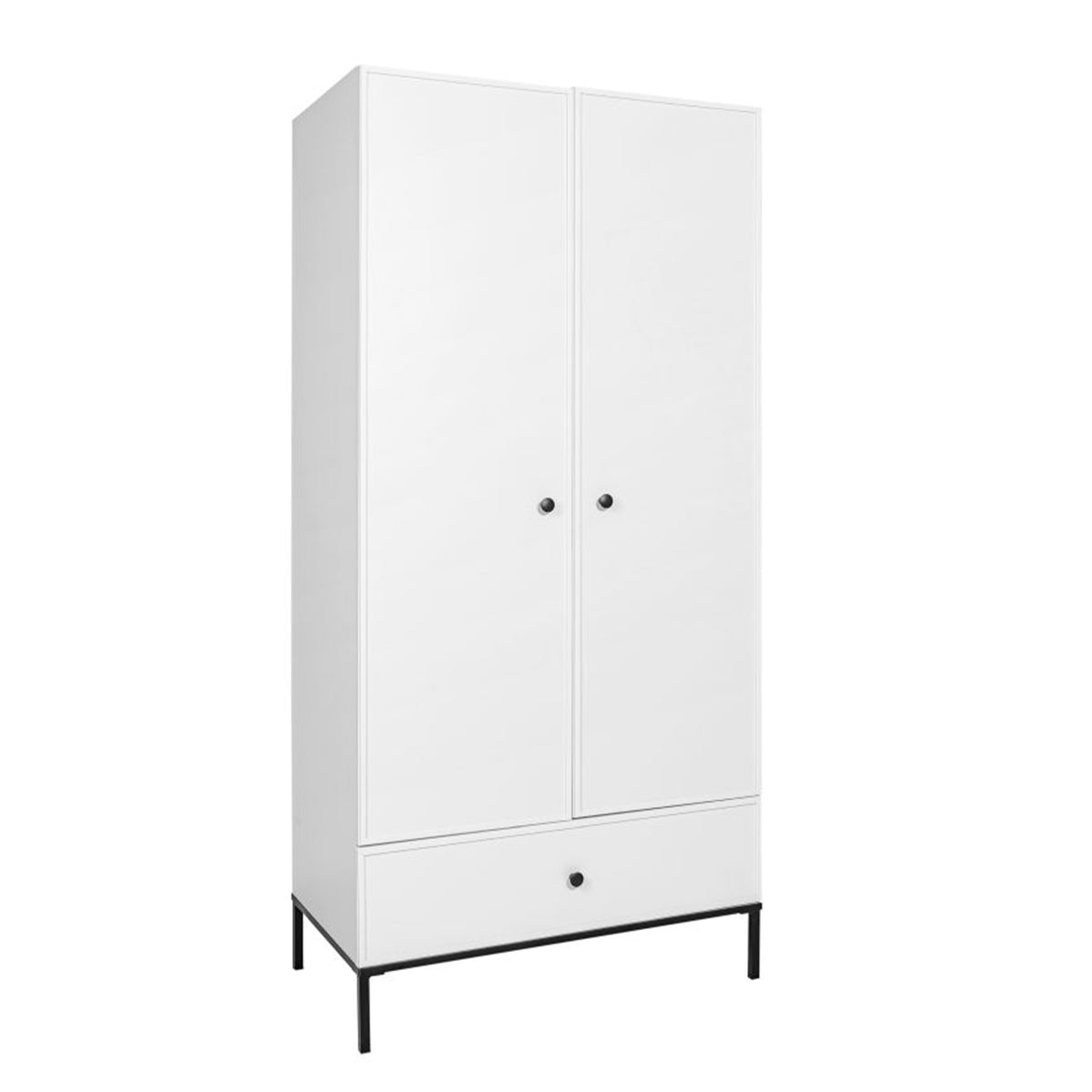Commode 3 tiroirs et armoire 2 portes Bellamy Lumi Blanc et noir - vue 3