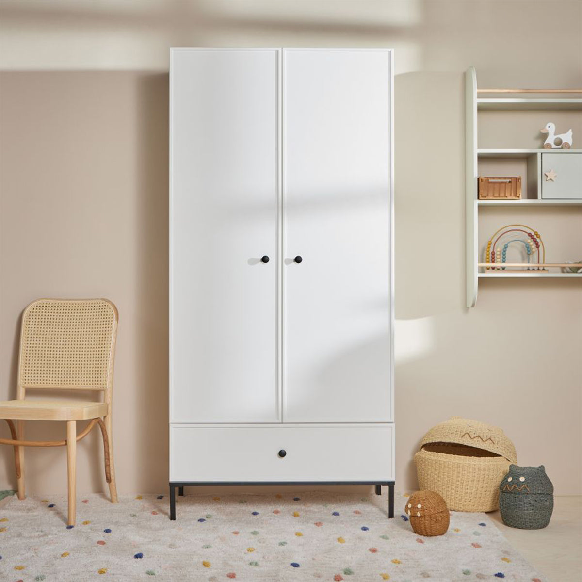 Armoire 2 portes Bellamy Lumi Blanc et noir - vue 4